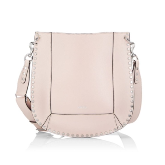Isabel Marant Oskan Studded Grainy Leather Elegant Pearl Shoulder Bag